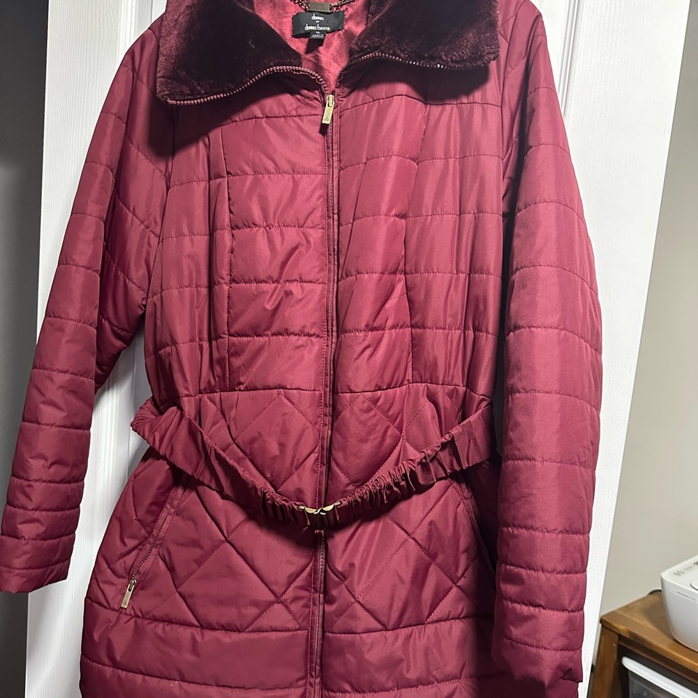 Dennis Basso Maroon Puffer Jacket